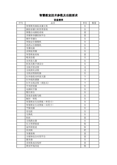 智慧教室技术参数及功能要求
