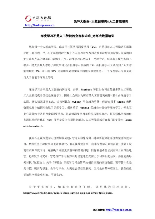 深度学习不是人工智能的全部和未来_光环大数据培训