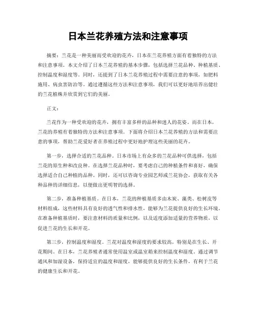 日本兰花养殖方法和注意事项