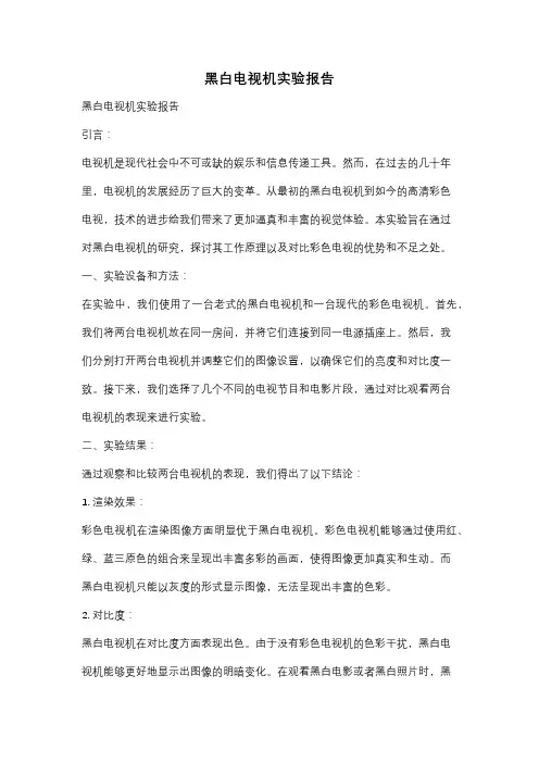 黑白电视机实验报告