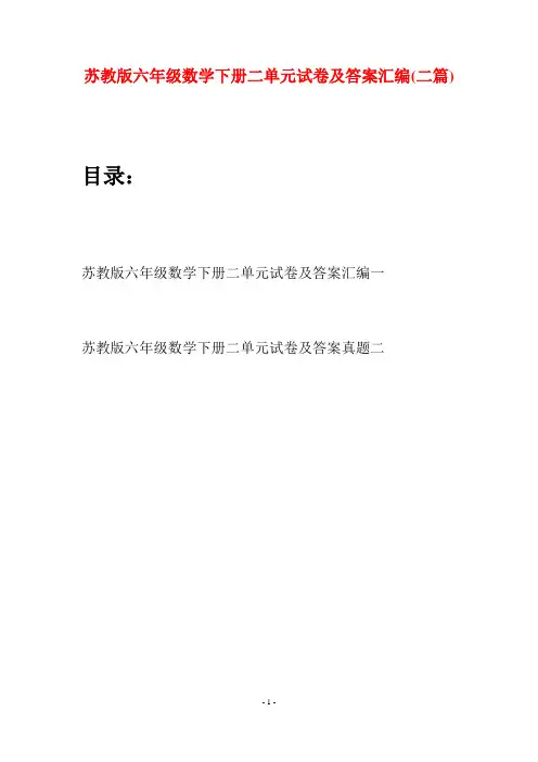苏教版六年级数学下册二单元试卷及答案汇编(二套)