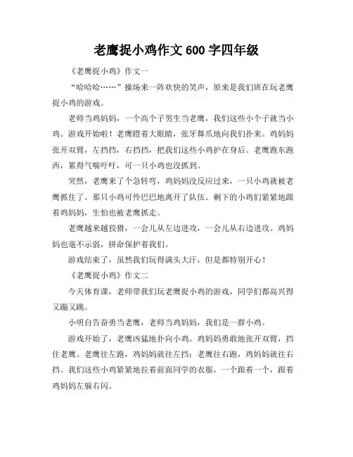 老鹰捉小鸡作文600字四年级
