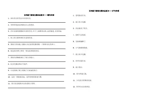 【最新】人教版五年级下册语文期末总复习