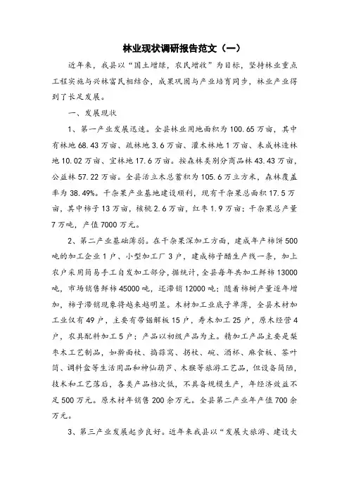 林业现状调研报告范文