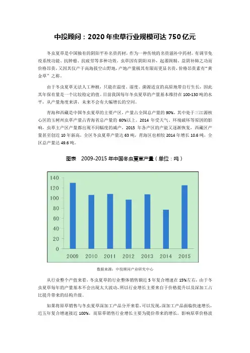 中投顾问：2020年虫草行业规模可达750亿元