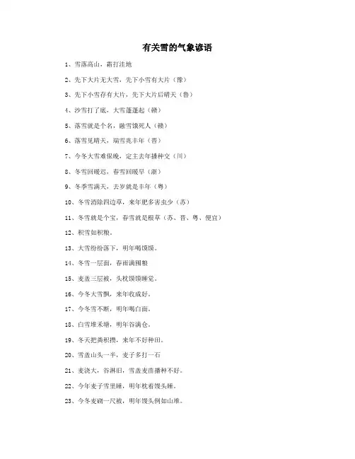 有关雪的气象谚语