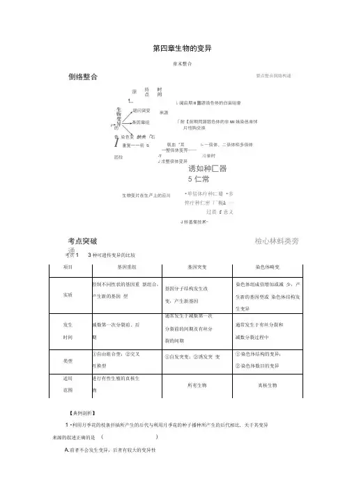 2019-2020学年高中生物第四章生物的变异章末整合同步备课教学案浙科版必修2