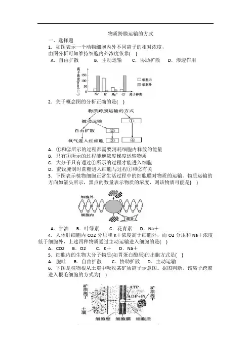 物质跨膜运输习题