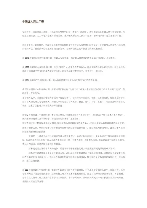 中国聋人历史年表