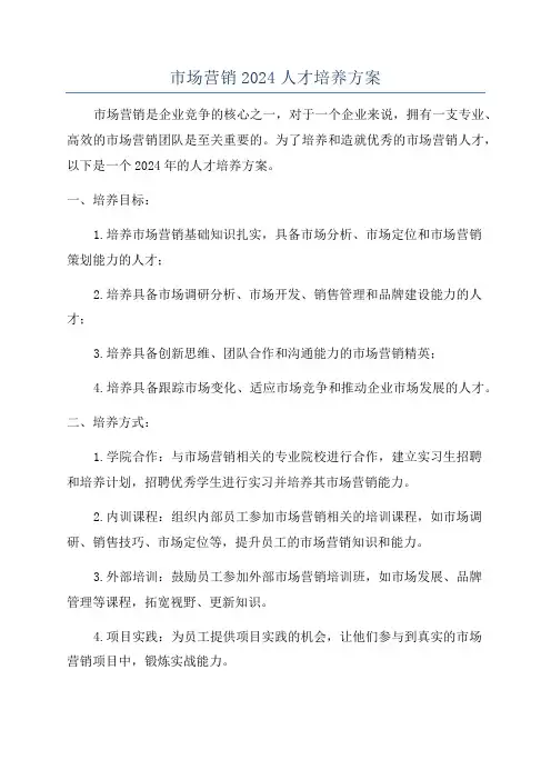 市场营销2024人才培养方案