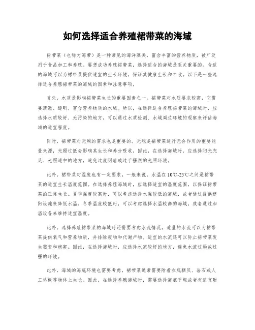 如何选择适合养殖裙带菜的海域