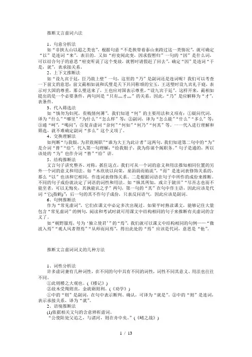 推断文言虚词方法