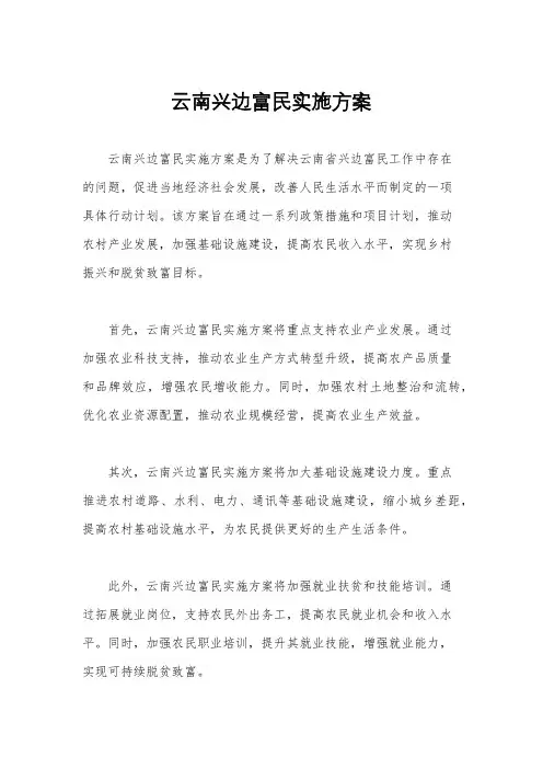 云南兴边富民实施方案