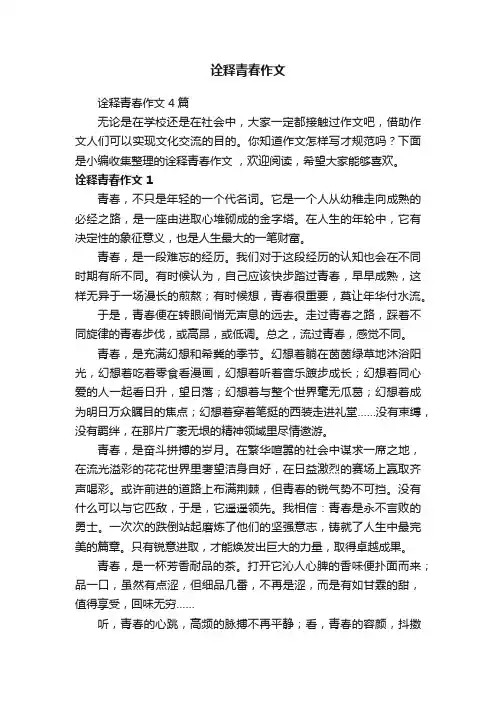 诠释青春作文4篇
