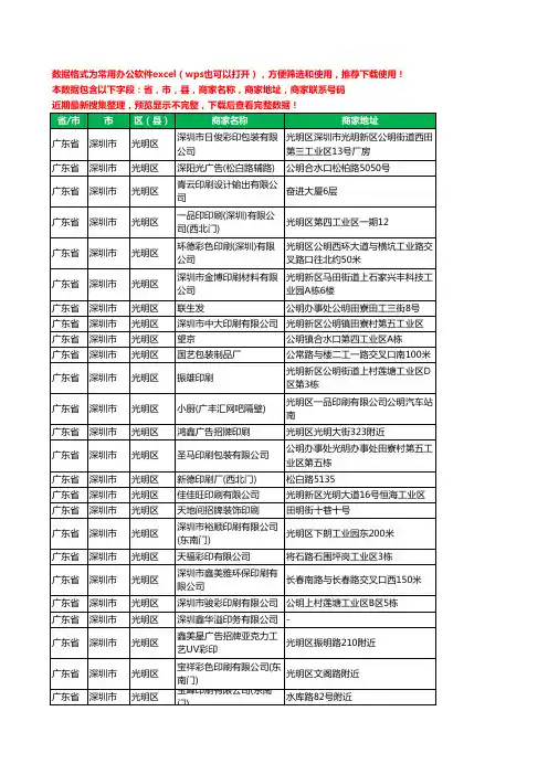 2020新版广东省深圳市光明区印刷工商企业公司商家名录名单黄页联系电话号码地址大全221家