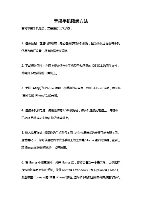苹果手机降级方法