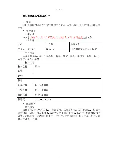 临时围挡施工方案-模板