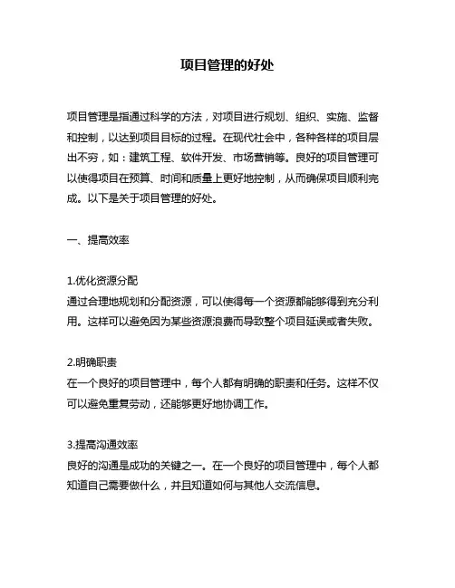 项目管理的好处