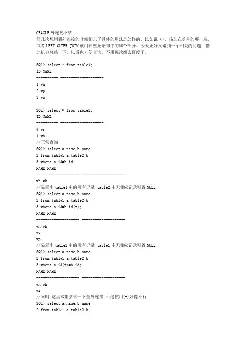 ORACLE外连接小结~