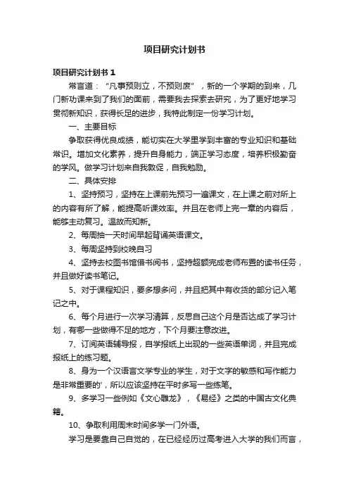 项目研究计划书
