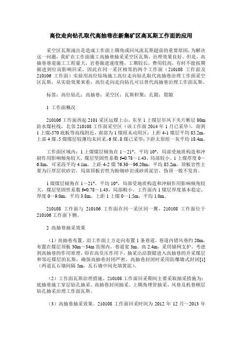 高位走向钻孔取代高抽巷在新集矿区高瓦斯工作面的应用