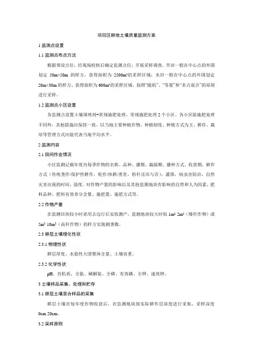 耕地土壤质量监测方案