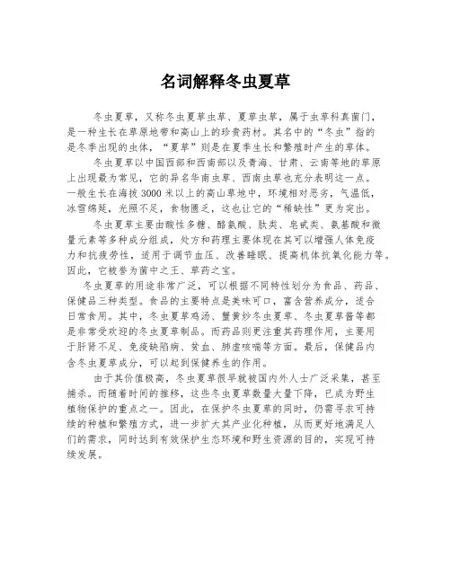 名词解释冬虫夏草