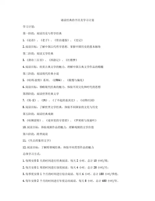 诵读经典的书目及学习计划