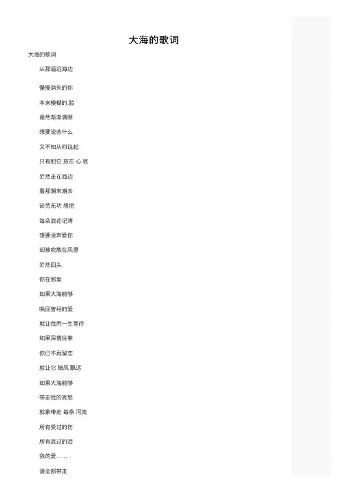 大海的歌词