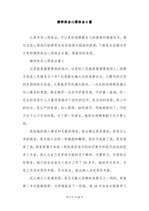 榜样体会心得体会6篇