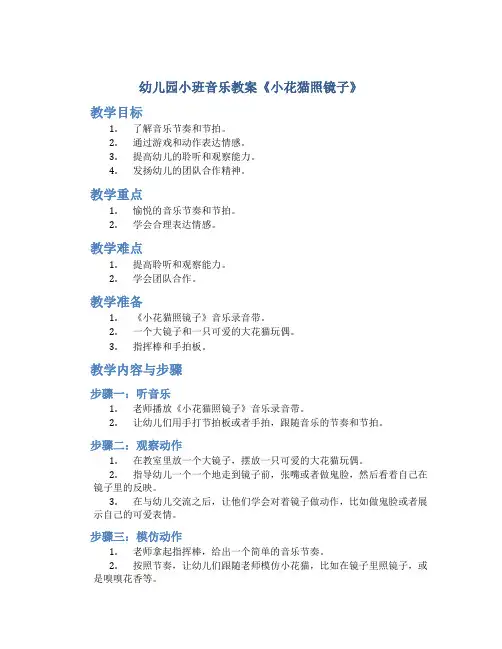 幼儿园小班音乐教案《小花猫照镜子》