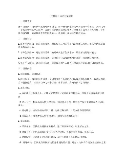 团体项目活动方案策划
