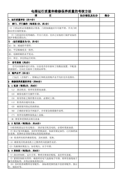 电梯考核细则