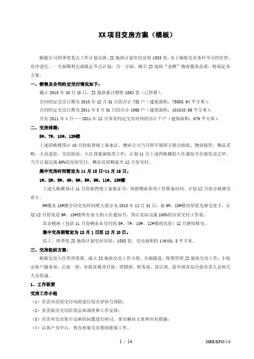 交房管理制度-交房方案（模板）