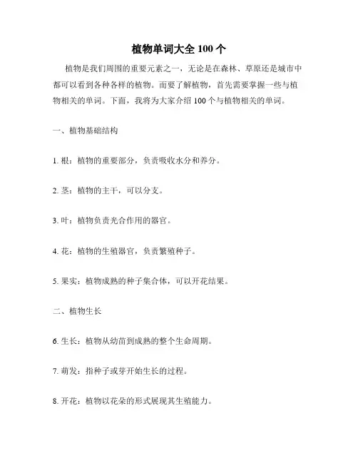 植物单词大全100个