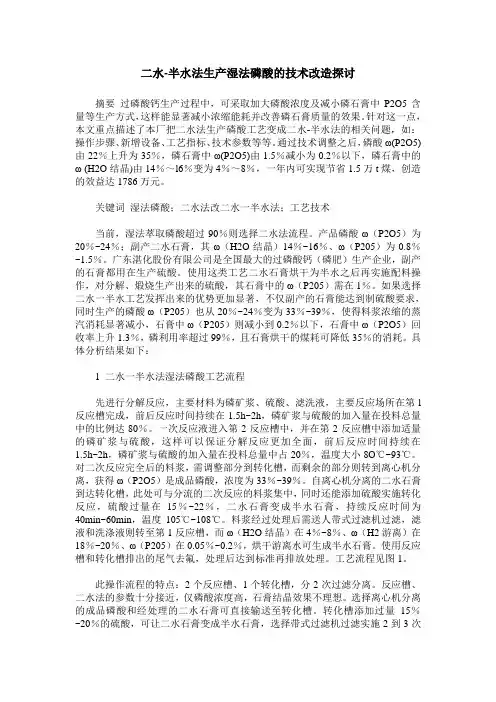 二水-半水法生产湿法磷酸的技术改造探讨