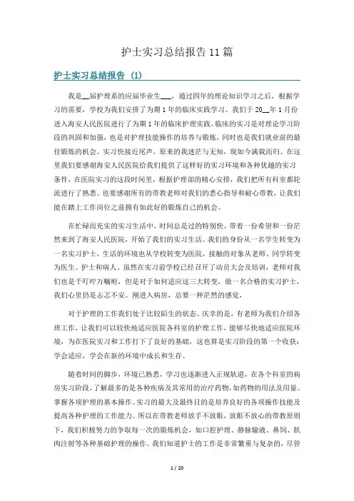 护士实习总结报告11篇