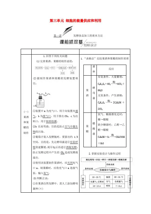 2019版高考生物一轮复习鸭部分生物技术实践学案
