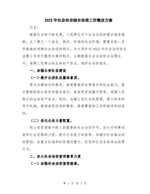 2023年社会治安综合治理工作整改方案