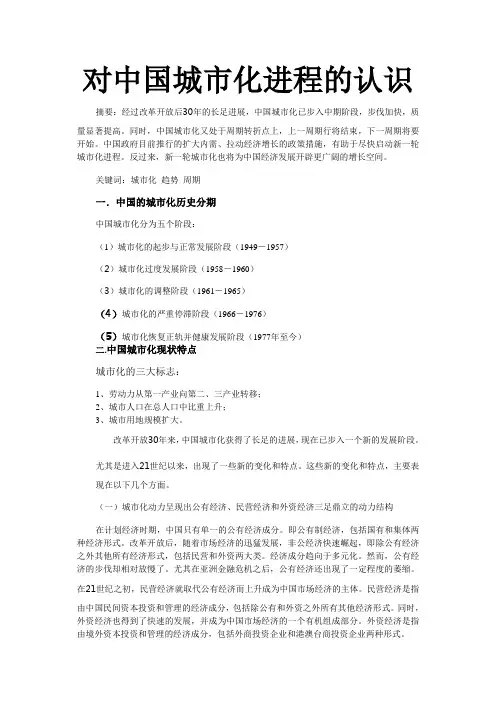对中国城市化的认识