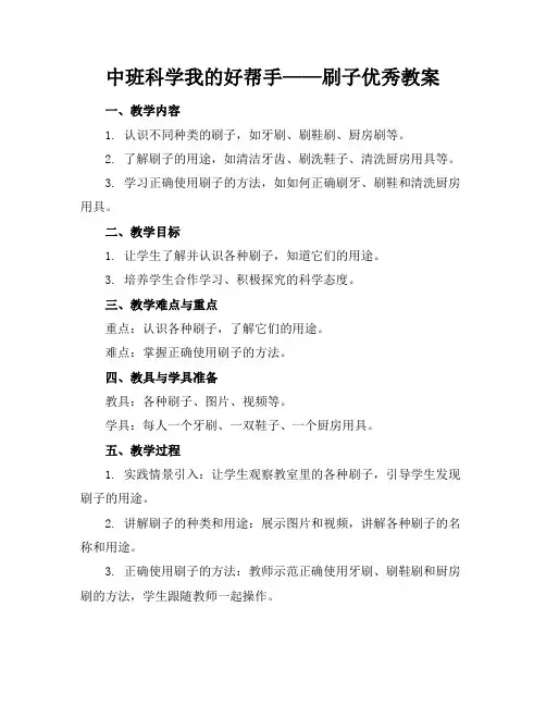 中班科学我的好帮手——刷子优秀教案