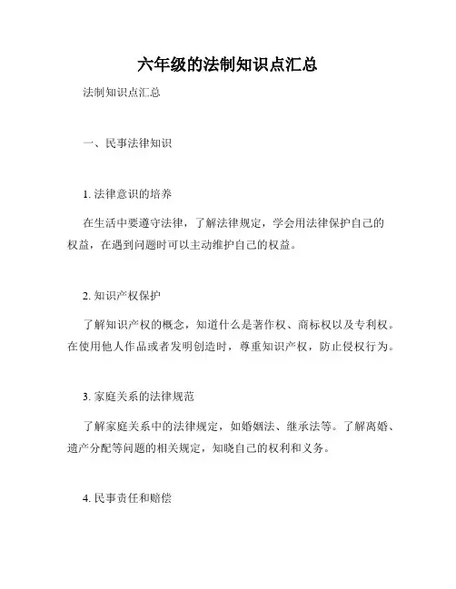 六年级的法制知识点汇总