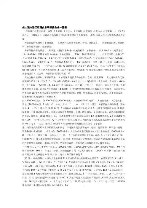 在大连港区经营企业一览表