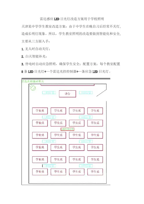 雷达感应LED日光灯改造方案用于学校照明