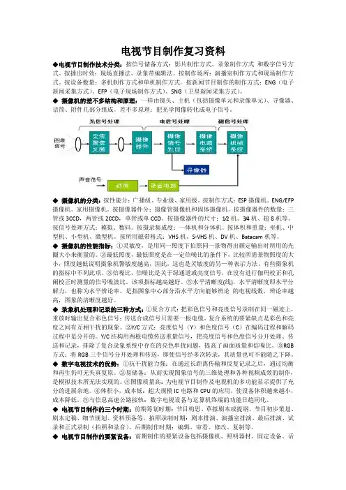 电视节目制作复习资料