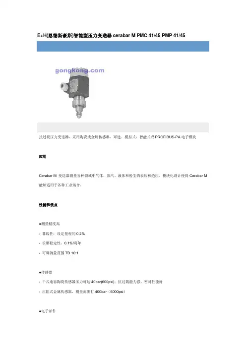 E+H(恩德斯豪斯)智能型压力变送器