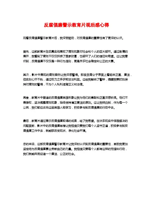 反腐倡廉警示教育片观后感心得