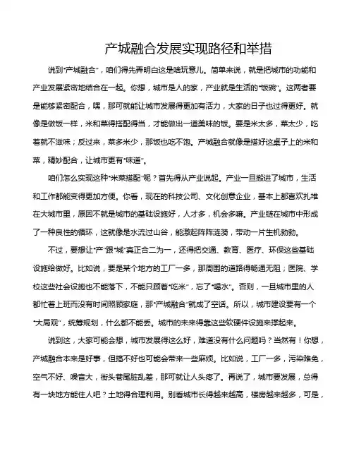 产城融合发展实现路径和举措