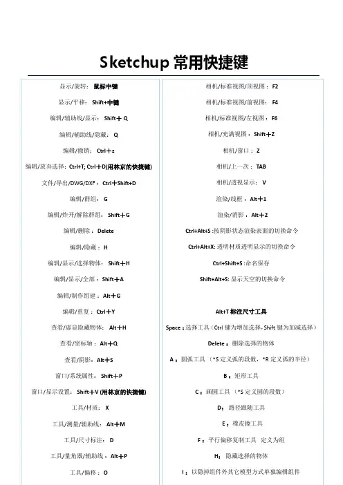 Sketchup常用快捷键(必备)