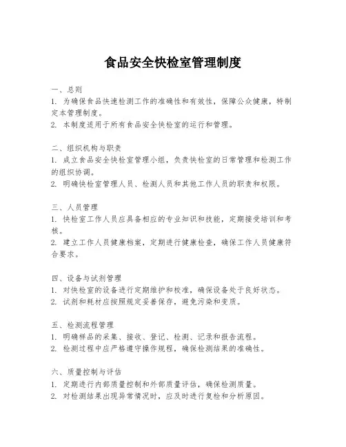 食品安全快检室管理制度